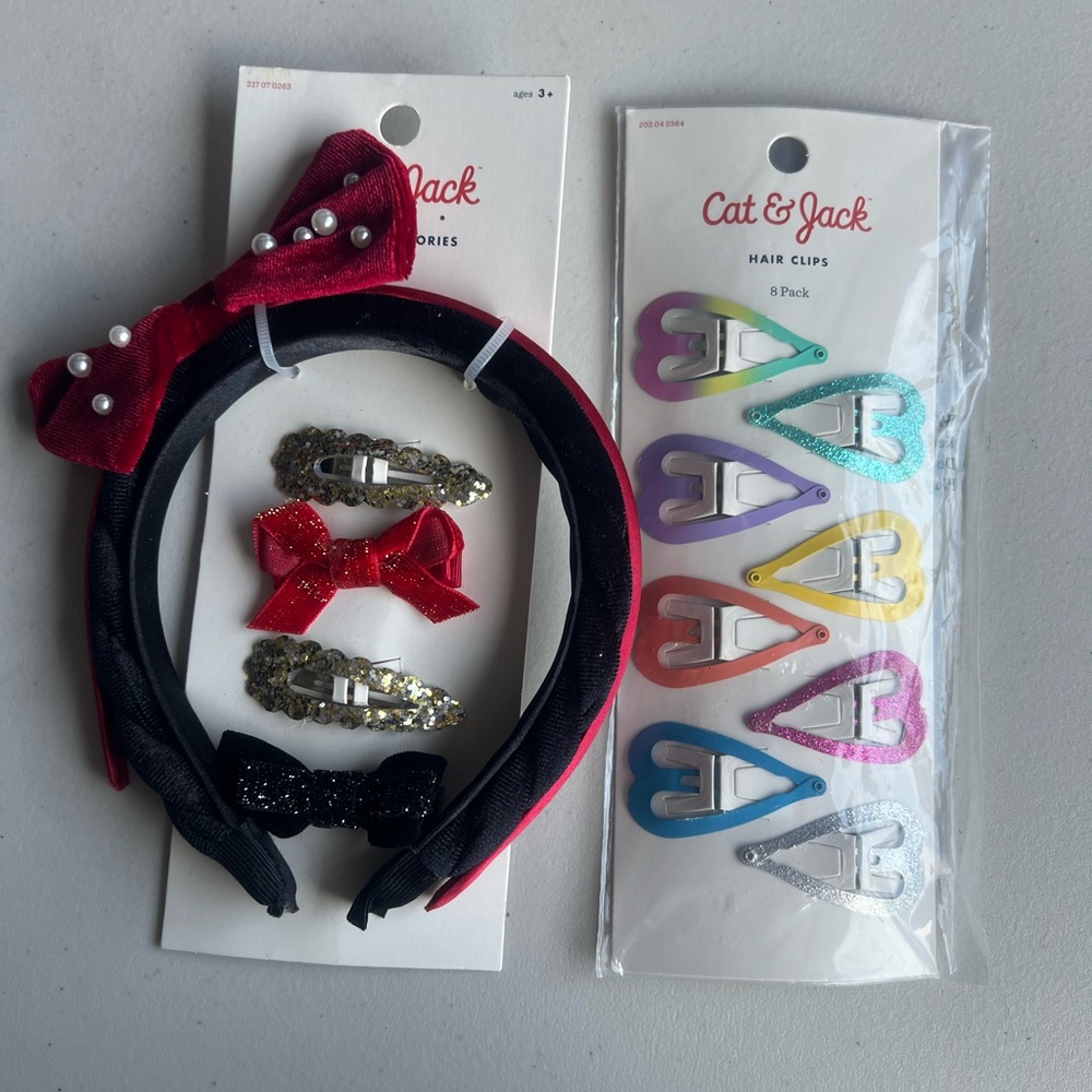 Cat & Jack Hair Accessories Set - Red, Black, Gold, Multicolor